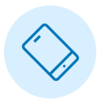 Blue smartphone outline graphic icon